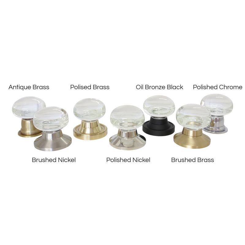 Glass Door Knob GLTUD-50CLR, Antique Brass