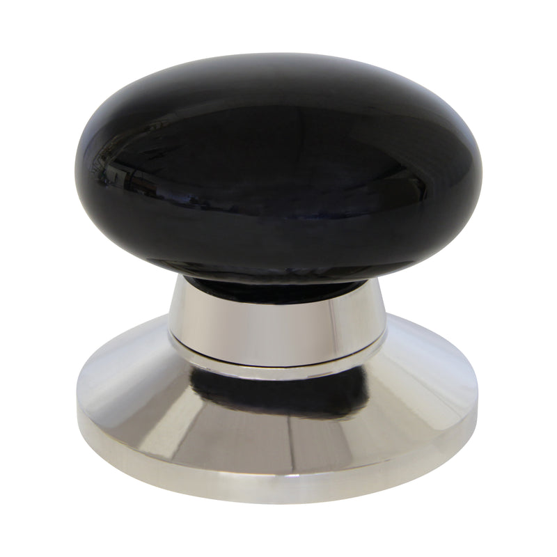 Obsidian Door Knob OBOV-64BLK, Antique Brass