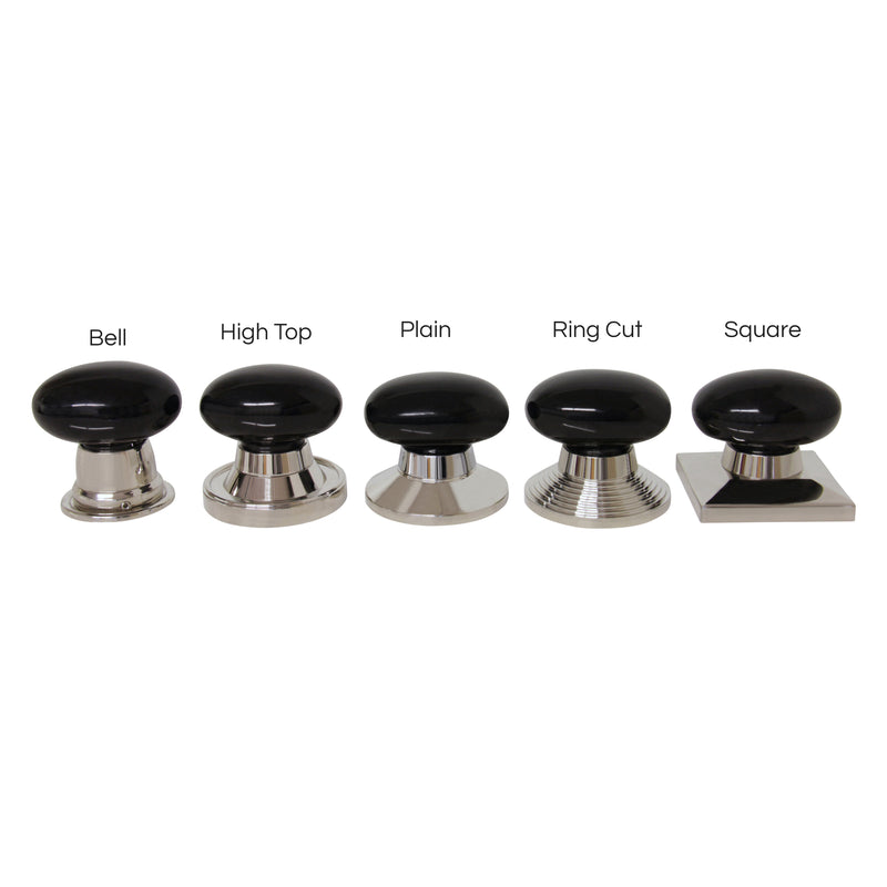 Obsidian Door Knob OBOV-64BLK, Antique Brass