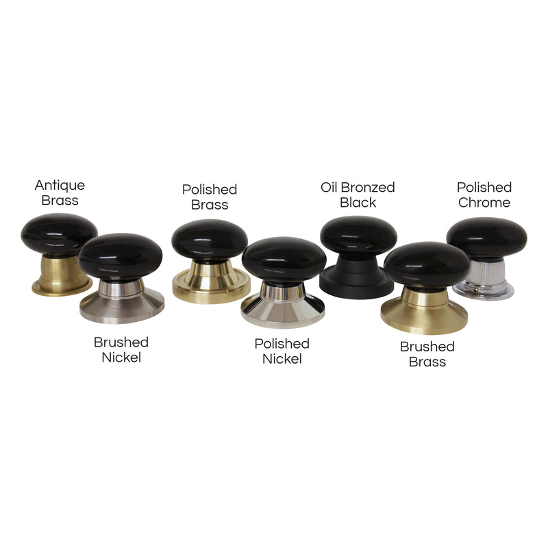 Obsidian Door Knob OBOV-64BLK, Antique Brass