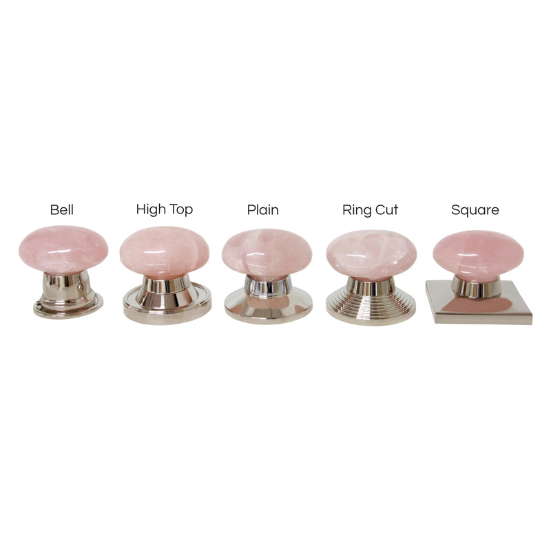 Rose Quartz Door Knob RQOV-64NQ, Antique Brass