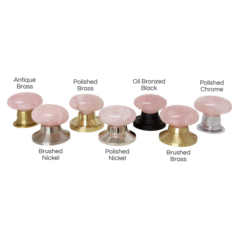 Rose Quartz Door Knob RQOV-64NQ, Antique Brass