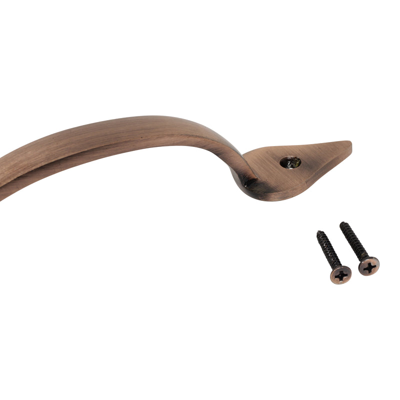 Handle IR8358 Traditional Leaf D-Shaped Handle Pull, Antique Brass