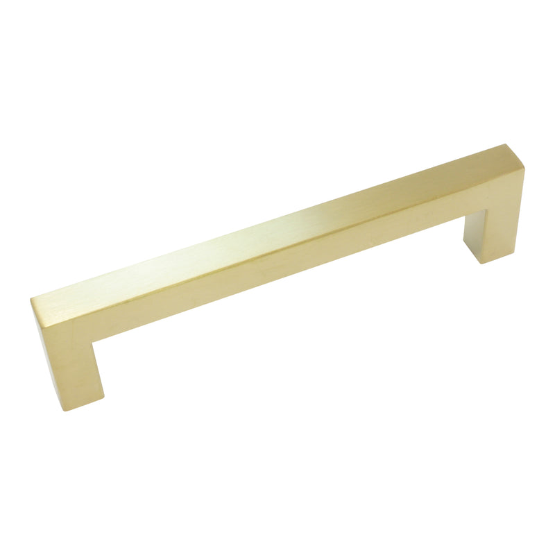 Handle SS128 Modern Industrial Squared Bar Handle Pull, Brushed Gold