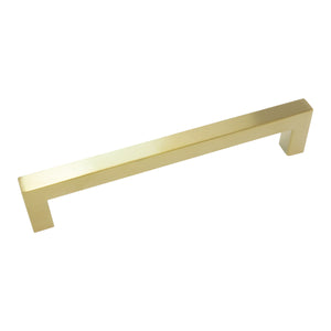 Handle SS128 Modern Industrial Squared Bar Handle Pull, Brushed Gold