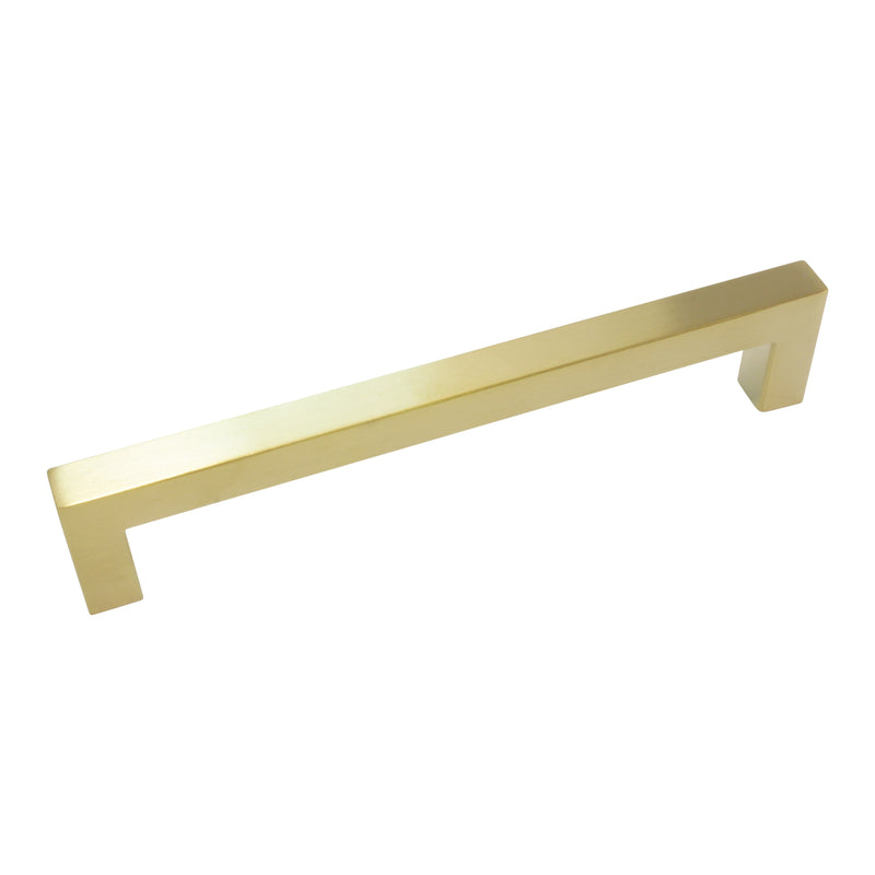Handle SS128 Modern Industrial Squared Bar Handle Pull, Brushed Gold