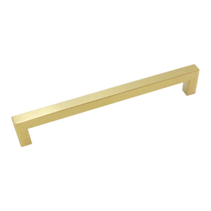 Handle SS128 Modern Industrial Squared Bar Handle Pull, Brushed Gold
