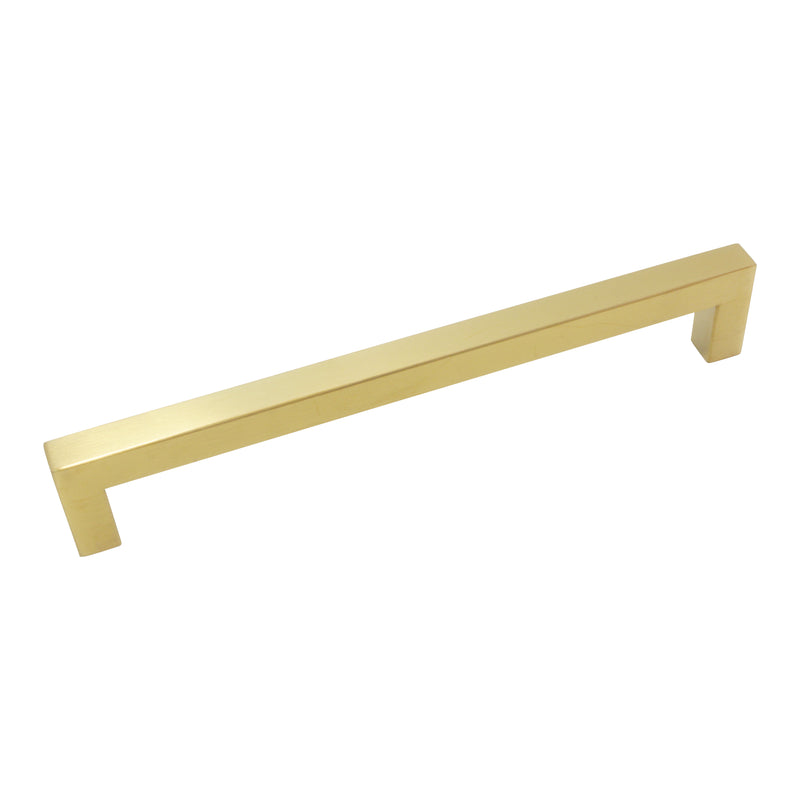 Handle SS128 Modern Industrial Squared Bar Handle Pull, Brushed Gold