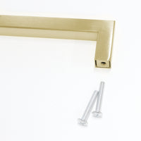 Handle SS128 Modern Industrial Squared Bar Handle Pull, Brushed Gold