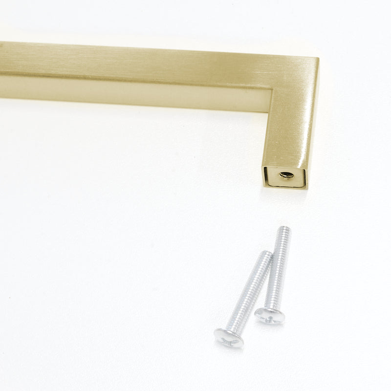 Handle SS128 Modern Industrial Squared Bar Handle Pull, Brushed Gold