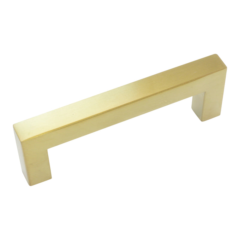 Handle SS128 Modern Industrial Squared Bar Handle Pull, Brushed Gold