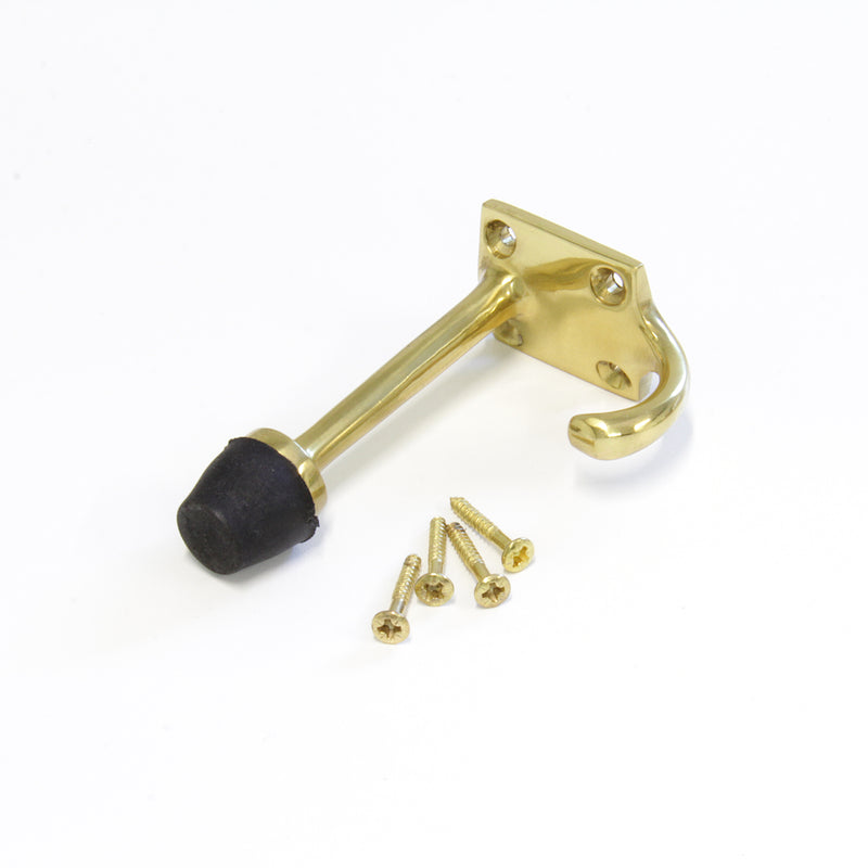 Shield Hook BR2255 Modern Industrial Door Stopper Wall Hook, Polished Brass