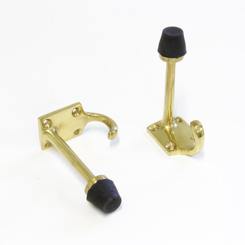 Shield Hook BR2255 Modern Industrial Door Stopper Wall Hook, Polished Brass