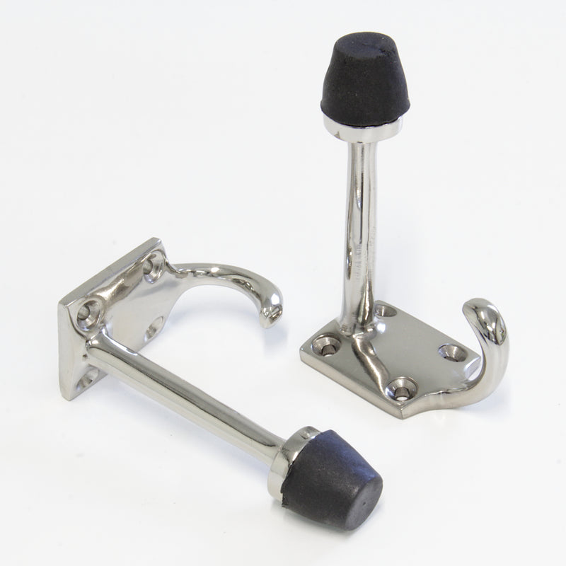 Shield Hook BR2255 Modern Industrial Door Stopper Wall Hook, Polished Brass