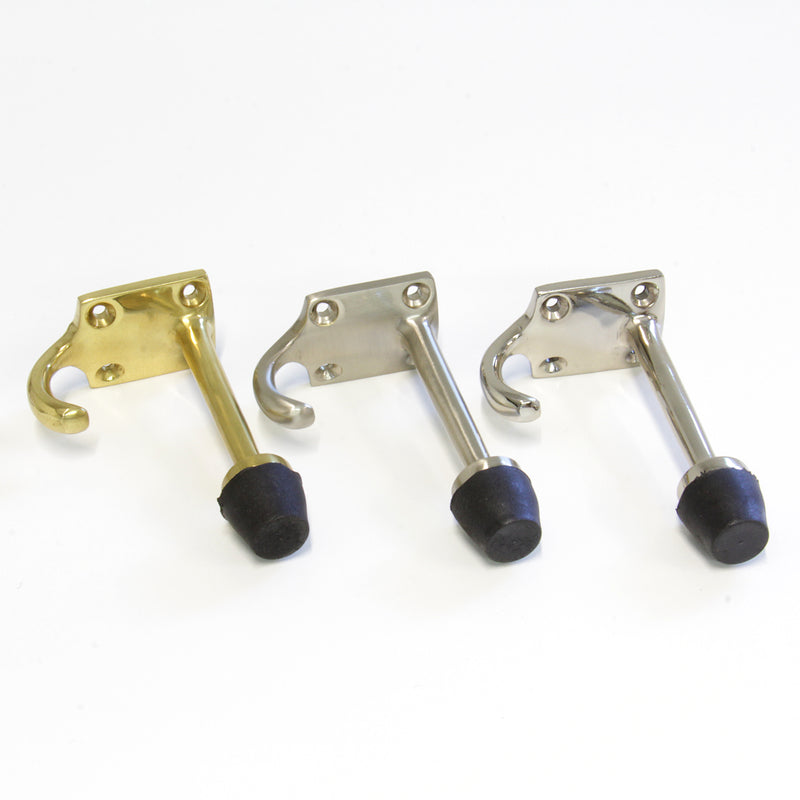 Shield Hook BR2255 Modern Industrial Door Stopper Wall Hook, Polished Brass