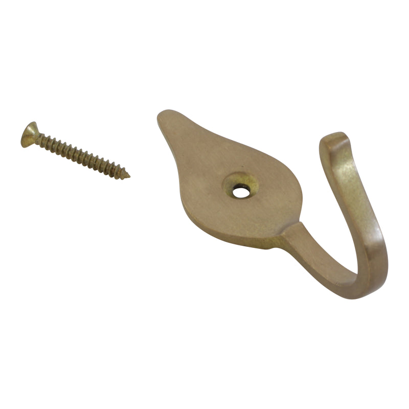 Fleur Hook BR2394 Vintage Wall Hook, Antique Brass