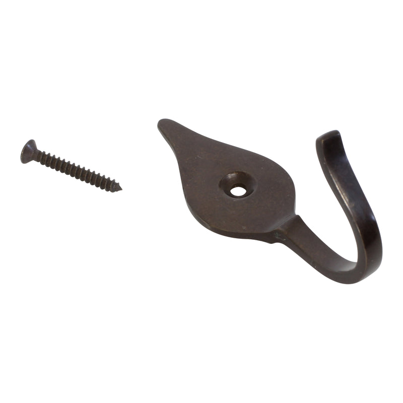 Fleur Hook BR2394 Vintage Wall Hook, Antique Brass