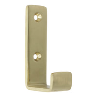 Single Hook BR2400 Modern Industrial flat-bar Wall Hook, Polished Brass