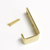 Single Hook BR2400 Modern Industrial flat-bar Wall Hook, Polished Brass