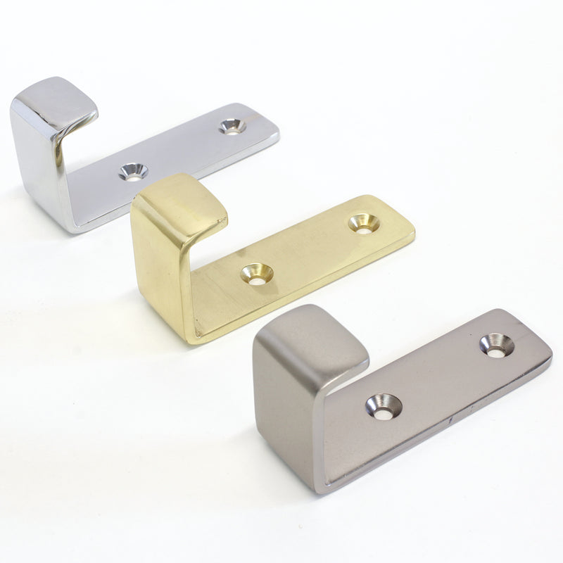 Single Hook BR2400 Modern Industrial flat-bar Wall Hook, Polished Brass