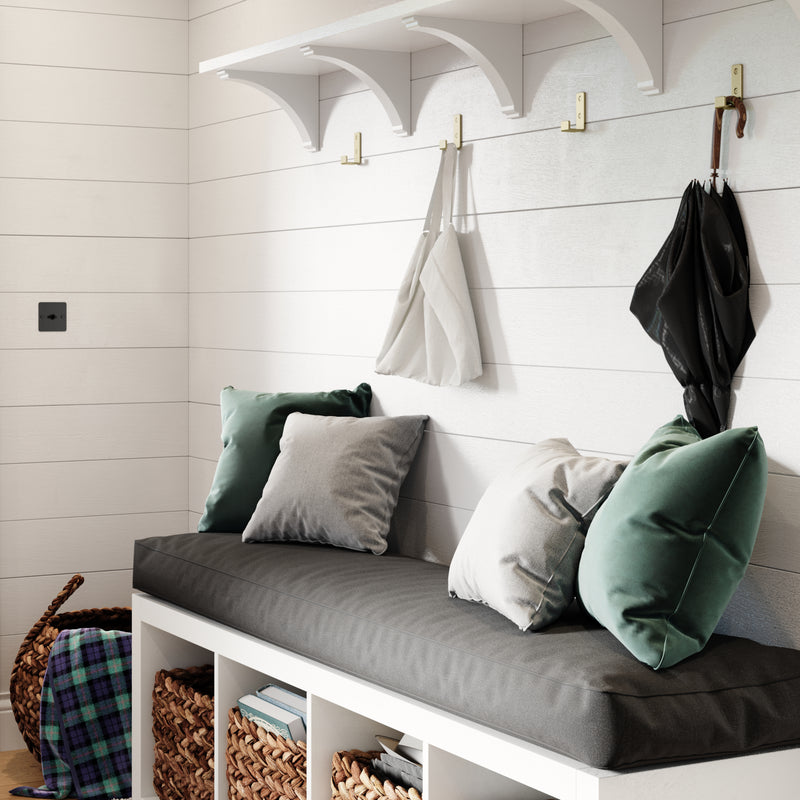 Single Hook BR2400 Modern Industrial flat-bar Wall Hook, Polished Brass