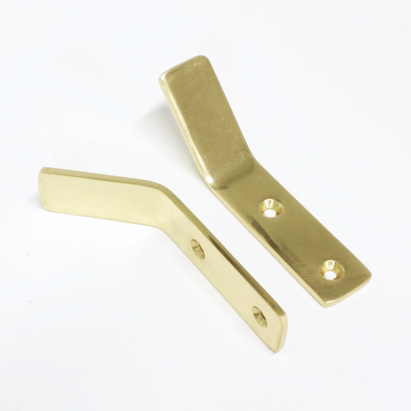 Angled Hook BR2401 Modern Industrial flat-bar Wall Hook, Polished Brass