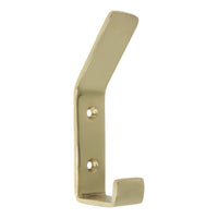 Double Hook BR2402 Modern Industrial flat-bar Wall Hook, Polished Brass