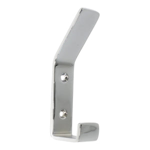 Double Hook BR2402 Modern Industrial flat-bar Wall Hook, Polished Brass