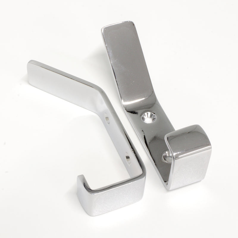 Double Hook BR2402 Modern Industrial flat-bar Wall Hook, Polished Brass