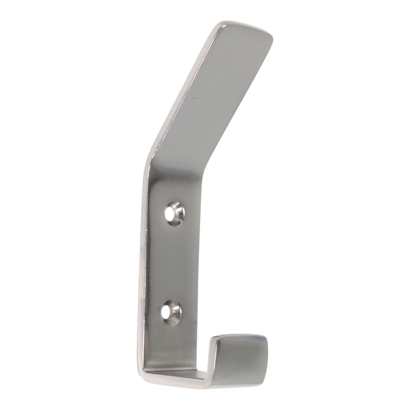 Double Hook BR2402 Modern Industrial flat-bar Wall Hook, Polished Brass
