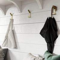 Double Hook BR2402 Modern Industrial flat-bar Wall Hook, Polished Brass
