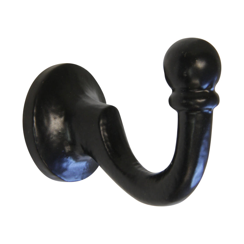 Curve Hook IR8389 Rustic screw-in Wall Hook, Black