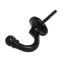 Curve Hook IR8389 Rustic screw-in Wall Hook, Black