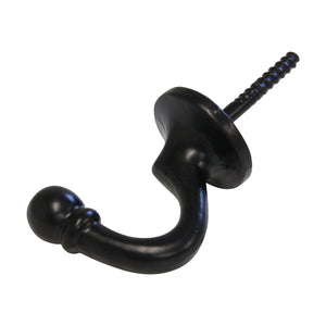 Curve Hook IR8389 Rustic screw-in Wall Hook, Black