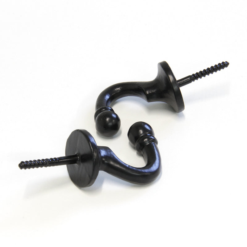 Curve Hook IR8389 Rustic screw-in Wall Hook, Black
