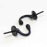 Curve Hook IR8389 Rustic screw-in Wall Hook, Black