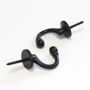 Curve Hook IR8389 Rustic screw-in Wall Hook, Black