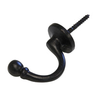 Curve Hook IR8389 Rustic screw-in Wall Hook, Black
