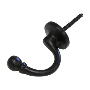 Curve Hook IR8389 Rustic screw-in Wall Hook, Black