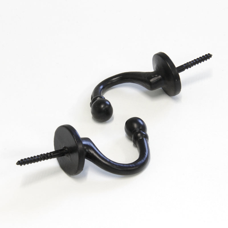 Curve Hook IR8389 Rustic screw-in Wall Hook, Black