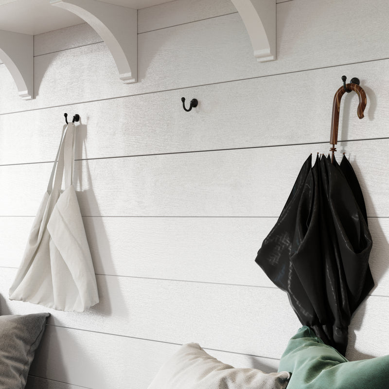 Curve Hook IR8389 Rustic screw-in Wall Hook, Black