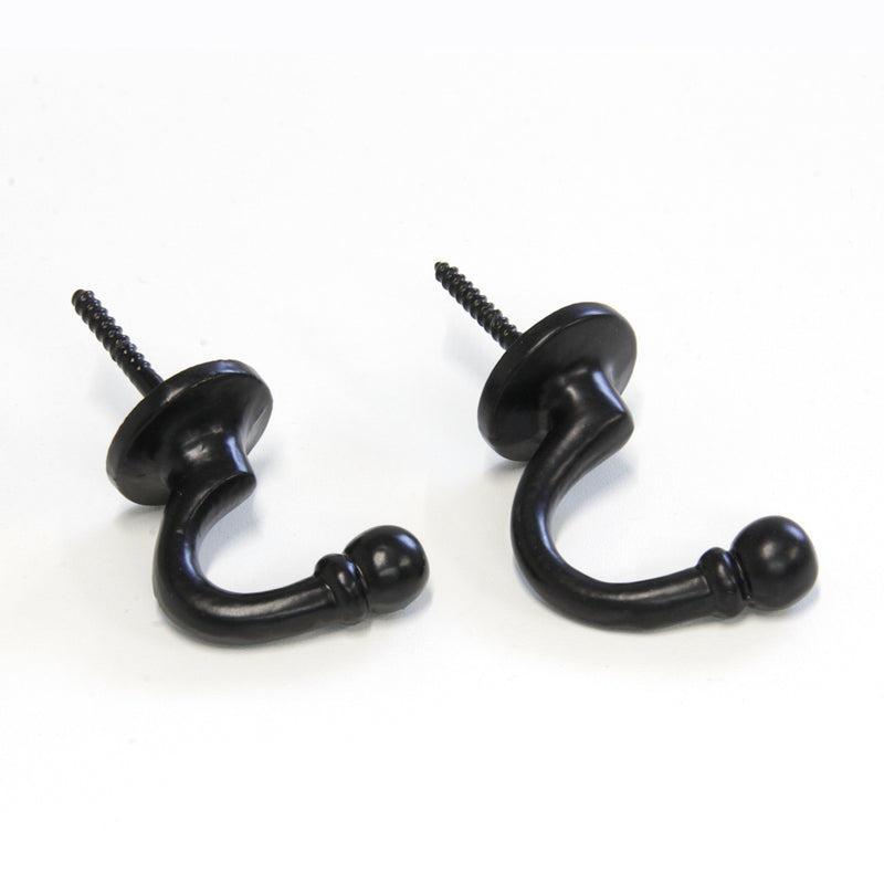 Curve Hook IR8389 Rustic screw-in Wall Hook, Black