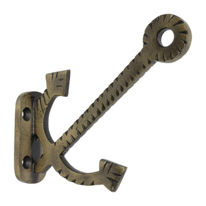 Anchor Hook IR8391 Decorative Wall Hook, Antique Brass