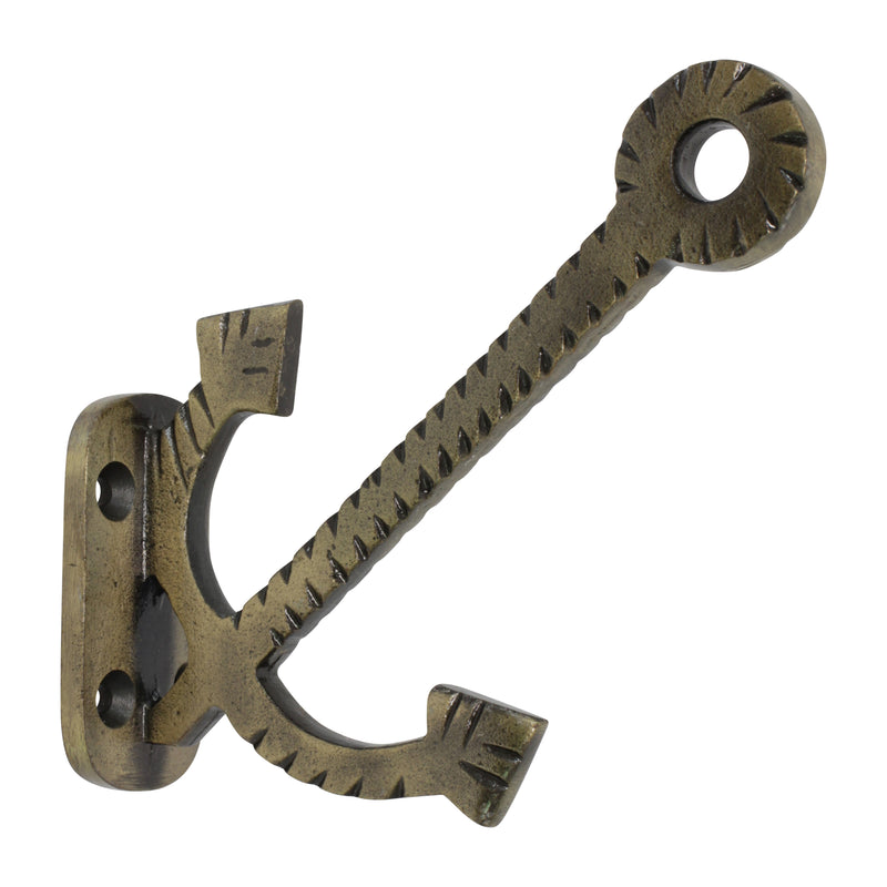 Anchor Hook IR8391 Decorative Wall Hook, Antique Brass
