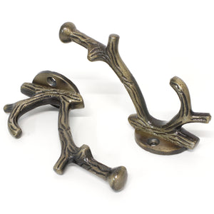 Branch Hook IR8392 Decorative Wall Hook, Antique Brass