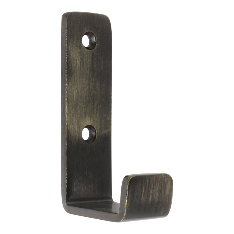 Single Hook IR8400 Modern Industrial flat-bar Wall Hook, Antique Brass