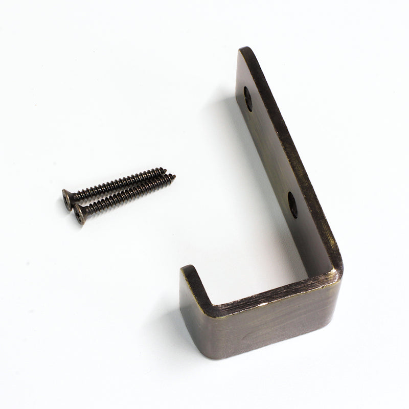 Single Hook IR8400 Modern Industrial flat-bar Wall Hook, Antique Brass