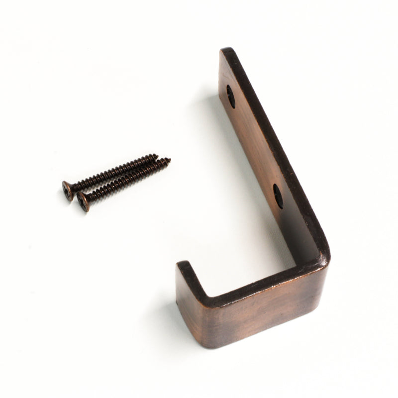 Single Hook IR8400 Modern Industrial flat-bar Wall Hook, Antique Brass