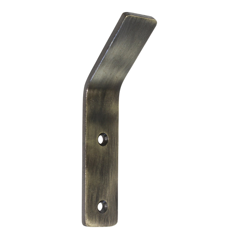 Angled Hook IR8401 Modern Industrial flat-bar Wall Hook, Antique Brass