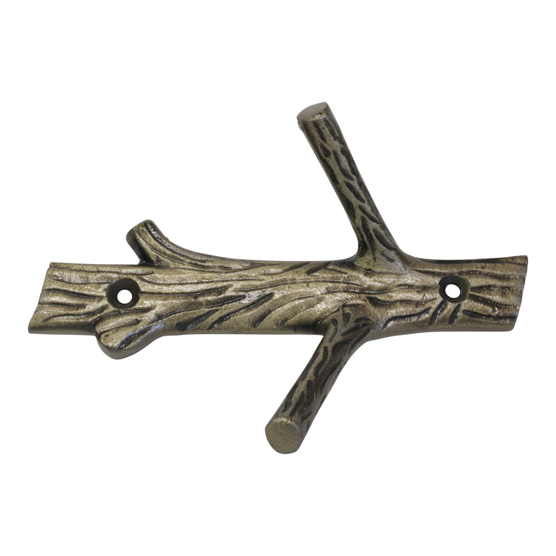Elder Hook IR8410 Rustic Cabin Wall Hook, Antique Brass